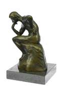 Thinker Symbol of Philosophy Bronze Sculpture on Marble