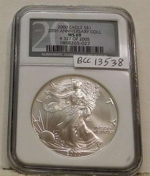 2000 Silver Eagle, Uncirculated, NGC MS-69