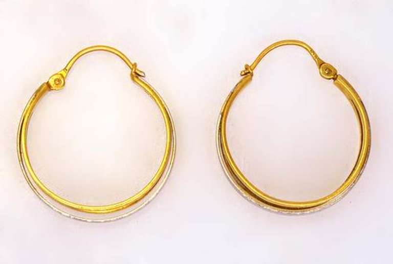 Two-Tone 18K Gold Hoop Earrings