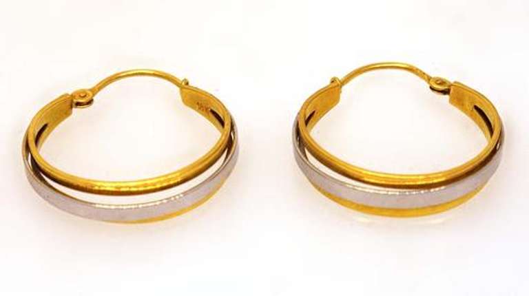 Two-Tone 18K Gold Hoop Earrings