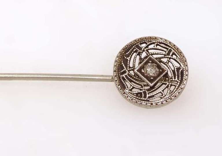 White Gold Vintage Stickpin with Diamond