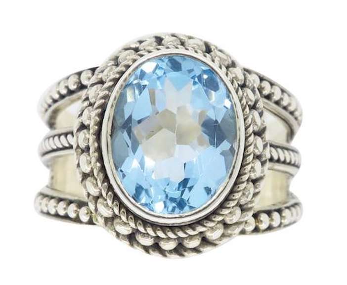 Sterling Silver Blue Topaz Cocktail Ring