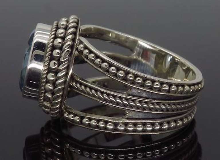 Sterling Silver Blue Topaz Cocktail Ring