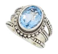 Sterling Silver Blue Topaz Cocktail Ring