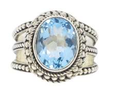 Sterling Silver Blue Topaz Cocktail Ring