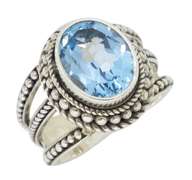 Sterling Silver Blue Topaz Cocktail Ring