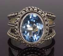Sterling Silver Blue Topaz Cocktail Ring