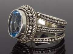 Sterling Silver Blue Topaz Cocktail Ring