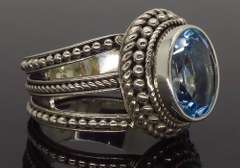 Sterling Silver Blue Topaz Cocktail Ring