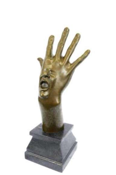 Abstract Hand With Face Bronze Statue