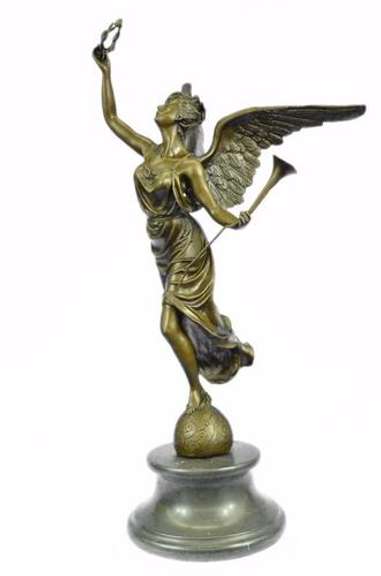 Charming Angel Standing on Rock Bronze Sculpture