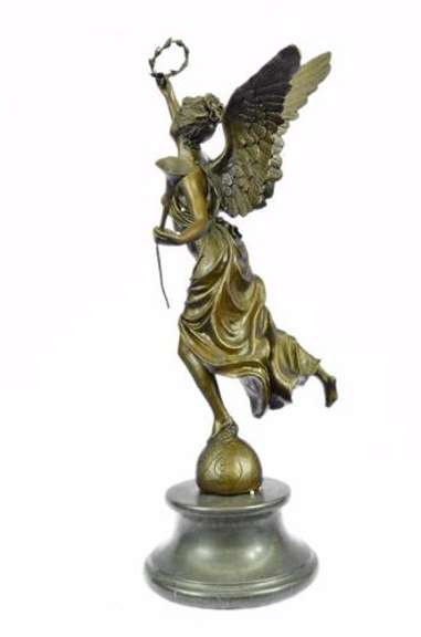 Charming Angel Standing on Rock Bronze Sculpture