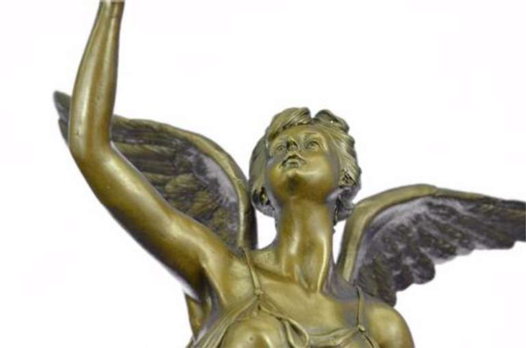 Charming Angel Standing on Rock Bronze Sculpture