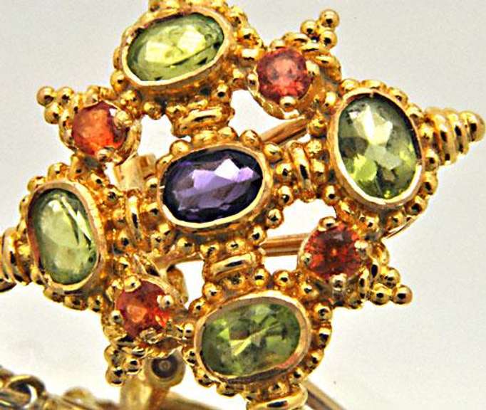 21 KT YELLOW GOLD COLOR STONES EARRINGS.