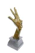 Abstract Hand With Face Bronze Statue