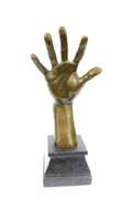 Abstract Hand With Face Bronze Statue