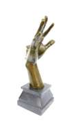 Abstract Hand With Face Bronze Statue