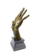 Abstract Hand With Face Bronze Statue