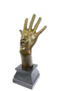 Abstract Hand With Face Bronze Statue