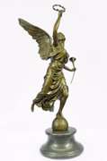 Charming Angel Standing on Rock Bronze Sculpture