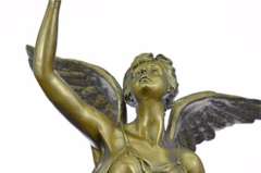 Charming Angel Standing on Rock Bronze Sculpture
