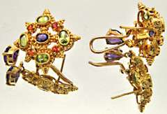21 KT YELLOW GOLD COLOR STONES EARRINGS.