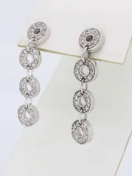 14K White Gold Diamond Dangle Earrings