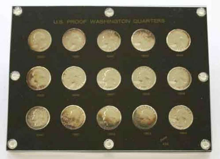 Silver Quarter Proof Set 1950-64 in Cap Plastic Holder