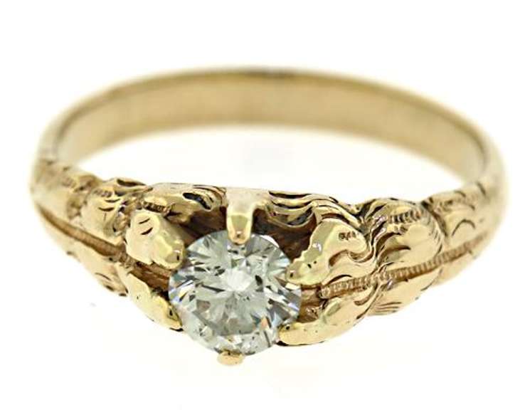 Vintage Diamond Engraved Gypsy Set Ring