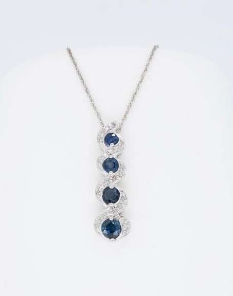14K White Gold Diamond and Gemstone Necklace