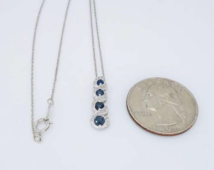 14K White Gold Diamond and Gemstone Necklace