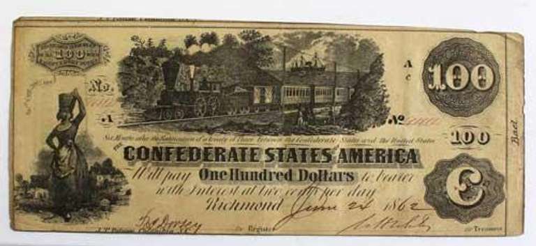 $100 Confederate States of America June 24 1862