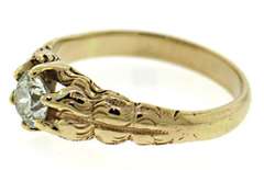 Vintage Diamond Engraved Gypsy Set Ring