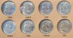 Complete BU Frosty White Set Of Franklin Half Dollars