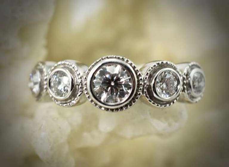Stylish 5-Diamond 18K Sonia B. Ring
