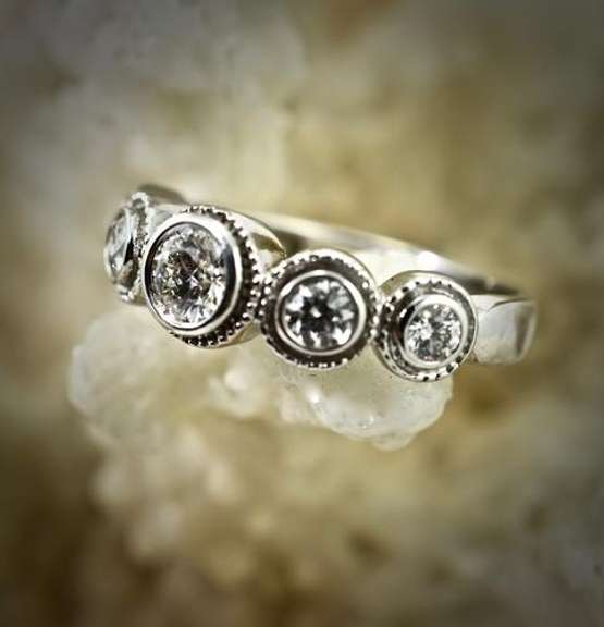 Stylish 5-Diamond 18K Sonia B. Ring