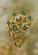 Contemporary 18K Emerald and Diamond Cluster