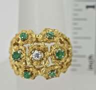 Contemporary 18K Emerald and Diamond Cluster