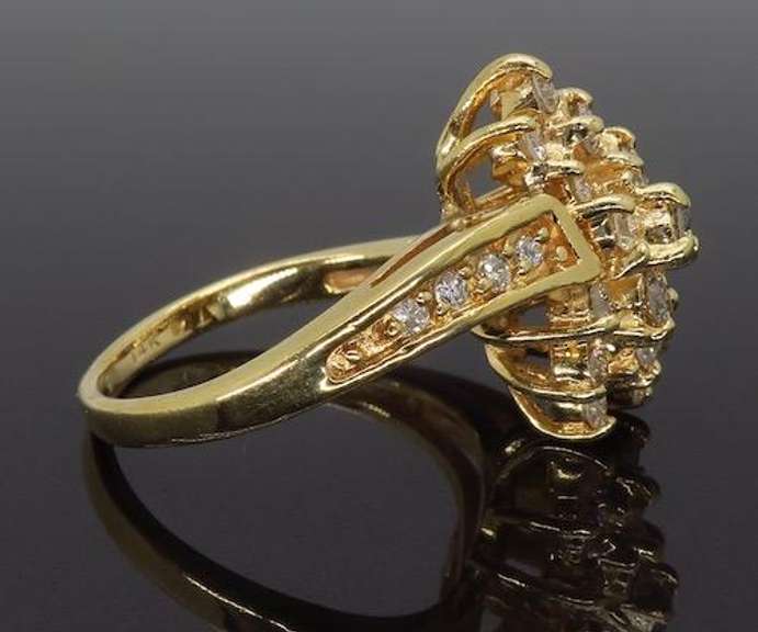 14K Yellow Gold Waterfall Diamond Ring