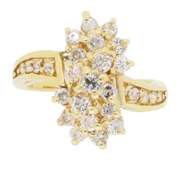 14K Yellow Gold Waterfall Diamond Ring