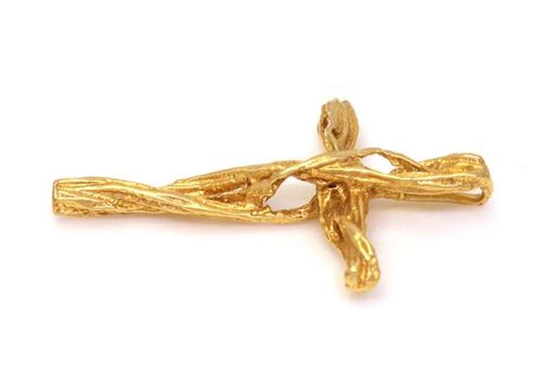 Twisting Gold Cross Pendant