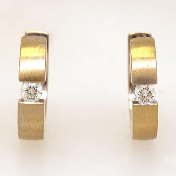 Thick Gold Hoop Earrings with Diamonds