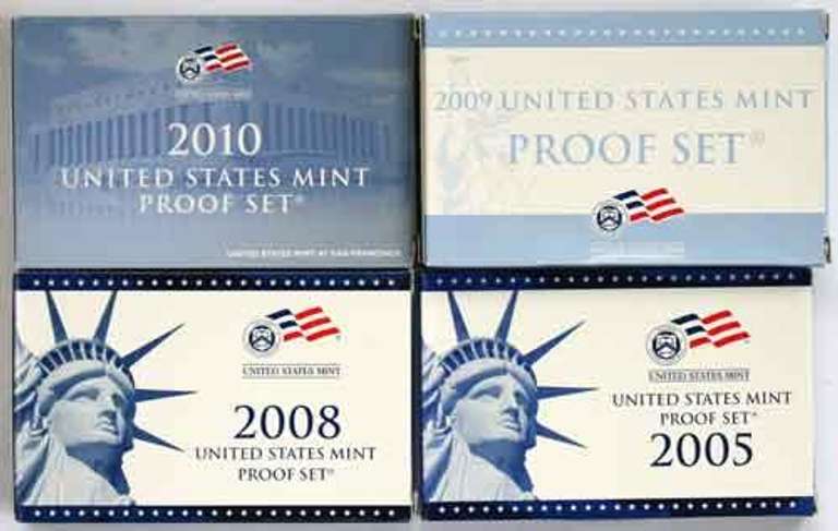US Proof Sets 2005 2008 2009 And 2010