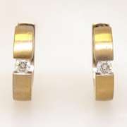 Thick Gold Hoop Earrings with Diamonds