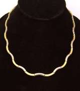 Beautiful Two Tone Wavy Gold Necklace, 20in