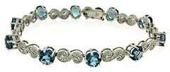 Stunning 14kt WG Blue Topaz and Diamond Bracelet