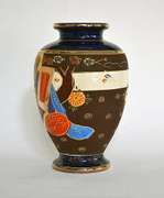Vintage Large Satsuma Style Hand Painted Ceramic Vase