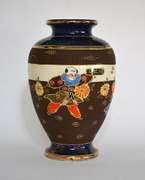 Vintage Large Satsuma Style Hand Painted Ceramic Vase