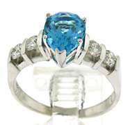 Lovely White Gold Blue Topaz and Diamond Ring