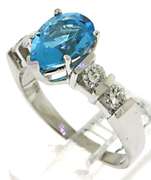 Lovely White Gold Blue Topaz and Diamond Ring
